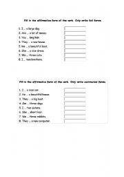 English worksheet: HAVE OR HAS AFFIRMATIVE