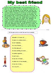 English Worksheet: My best friend- reading + questions