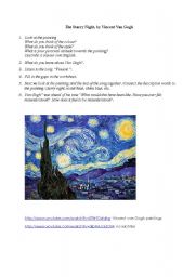 English Worksheet: Vincent & Starry night