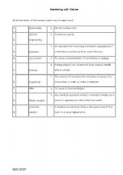 English worksheet: Interfering with nature