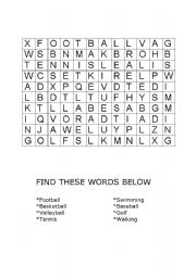 English Worksheet: sports  puzzle