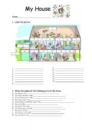 English Worksheet: My House