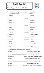English worksheet: Places in the City