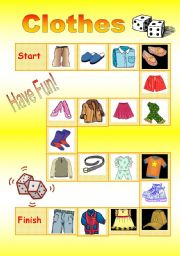 English Worksheet: board game - clothes