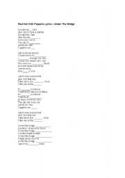 English worksheet: Red Hot Chilli Peppers - Under the Bridge Lyrics