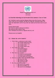 English Worksheet: Exam for 7th grade