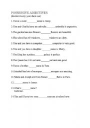 English worksheet: POSSESSIVE ADJECTIVES