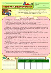 Reading Comprehension - Twelve Dancing Princesses