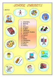 English Worksheet: School subjects