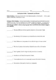 English worksheet: Anticipation Guide for Communities and Biomes