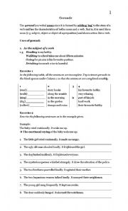 English Worksheet: Gerunds Note 1/2 