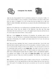 English Worksheet: computers vs books