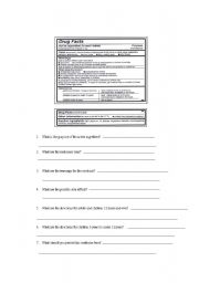 English Worksheet: Reading Over the Counter Medicine Labels