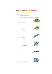 English Worksheet: My school things