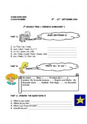 English worksheet: 3rd and 4th grades worksheet