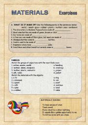 English Worksheet: Materials