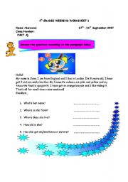 English worksheet: 2nd -3rd and 4th grades worksheet