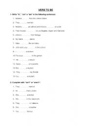 English worksheet: verb to be