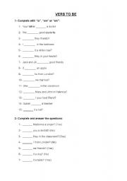 English Worksheet: to be