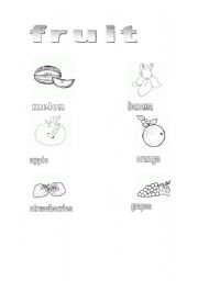 English worksheet: fruit