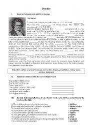 English Worksheet: Reading and exercises on family and past simple