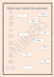 English worksheet: NUMBERS