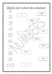 English worksheet: NUMBERS 1-10