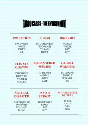 English Worksheet: Taboo cards (No. 4) - The environment