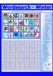 English Worksheet: WORDSEARCH - WINTER (8 - 8)