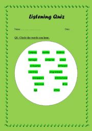 English Worksheet: Listening quiz