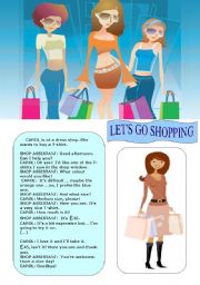 English Worksheet: LETS GO SHOPPING (2 pages)