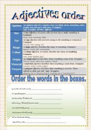 English Worksheet: Adjective order