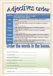 English Worksheet: Adjective order