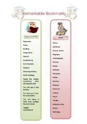 English Worksheet: Remarkable Bookmarks