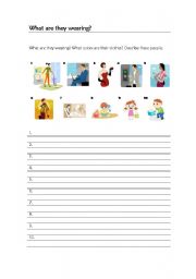 English worksheet: What are they wearing?