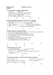 English worksheet: lower intermediate exam