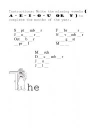 English worksheet: the months