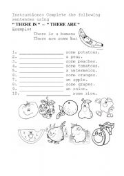 English Worksheet: Using There is and There are