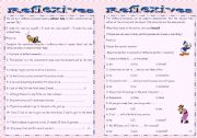 English Worksheet: The use of the reflexives