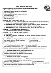 English worksheet: ambitions