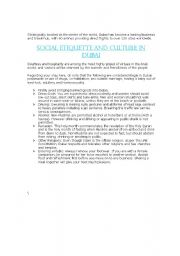 English Worksheet: Courtesy and etiquettes in Dubai
