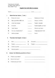 English worksheet: test