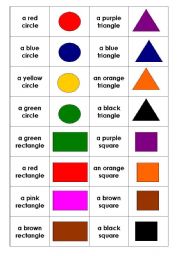 English Worksheet: shapes and colours memory game