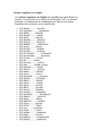English Worksheet: Regular verbs list