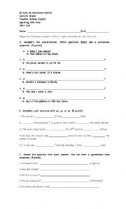 English Worksheet: Speaking Test