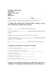 English Worksheet: Speaking Test