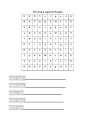 English worksheet: H Phonics Word search and writing practice