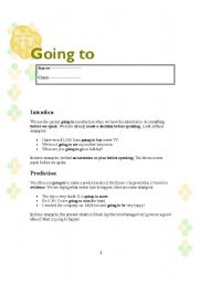 English worksheet: going to