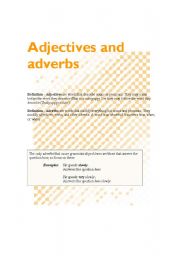English worksheet: adjective and adverb 
