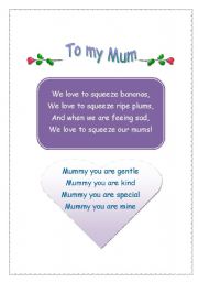 English Worksheet: Mothers Day rhymes